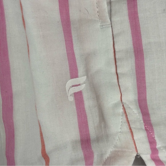 Fabletics set Cotton Voile Oversized Lite Striped Shirt high waist shorts Large - Picture 9 of 16